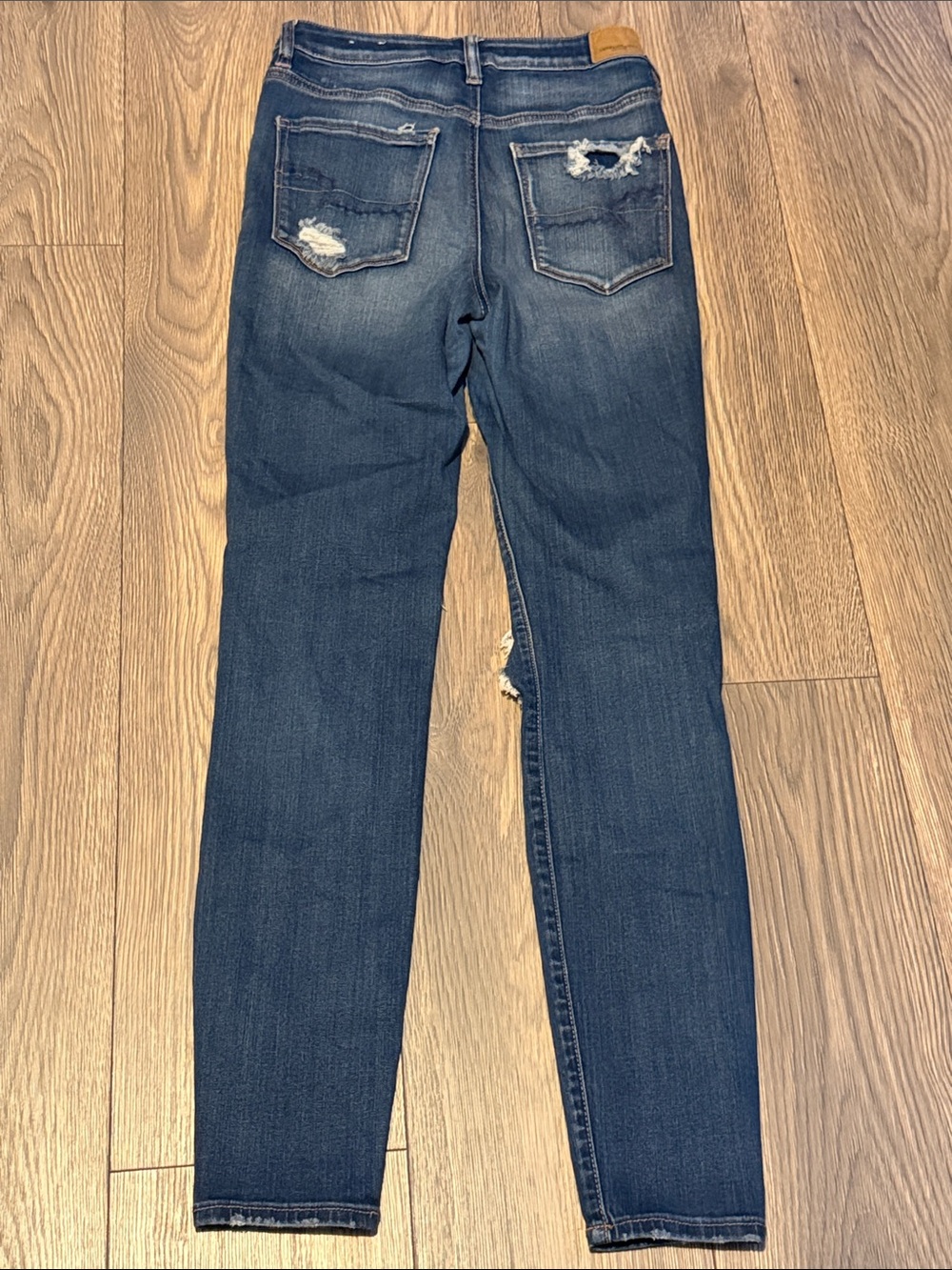 American Eagle Outfitters Distressed Dark Blue Skinny Jeans - Picture 6 of 7